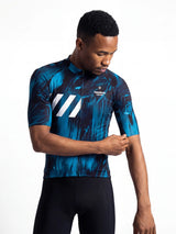 ROCKBROS heren fietsshirt Ink Burst ademend wielershirt Blue Phantom