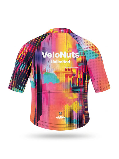 ROCKBROS heren fietsshirt Neon Condense ademend wielershirt Pink Skyline