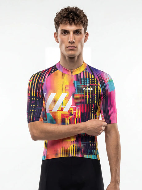 ROCKBROS heren fietsshirt Neon Condense ademend wielershirt Pink Skyline
