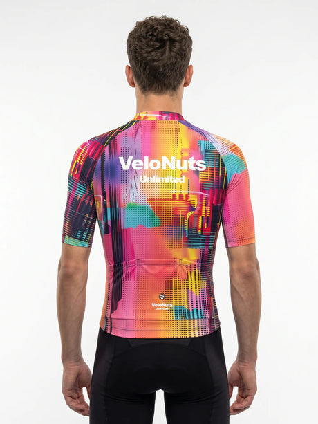 ROCKBROS heren fietsshirt Neon Condense ademend wielershirt Pink Skyline