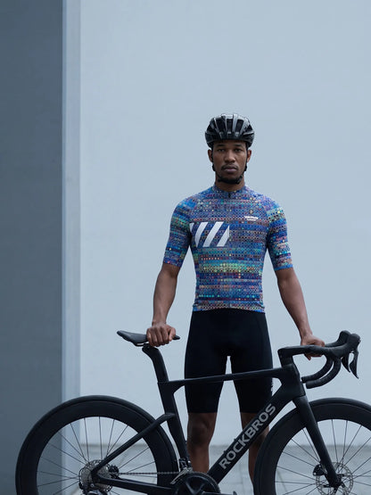 ROCKBROS heren fietsshirt Pixel Riot ademend wielershirt Prism Mosaic