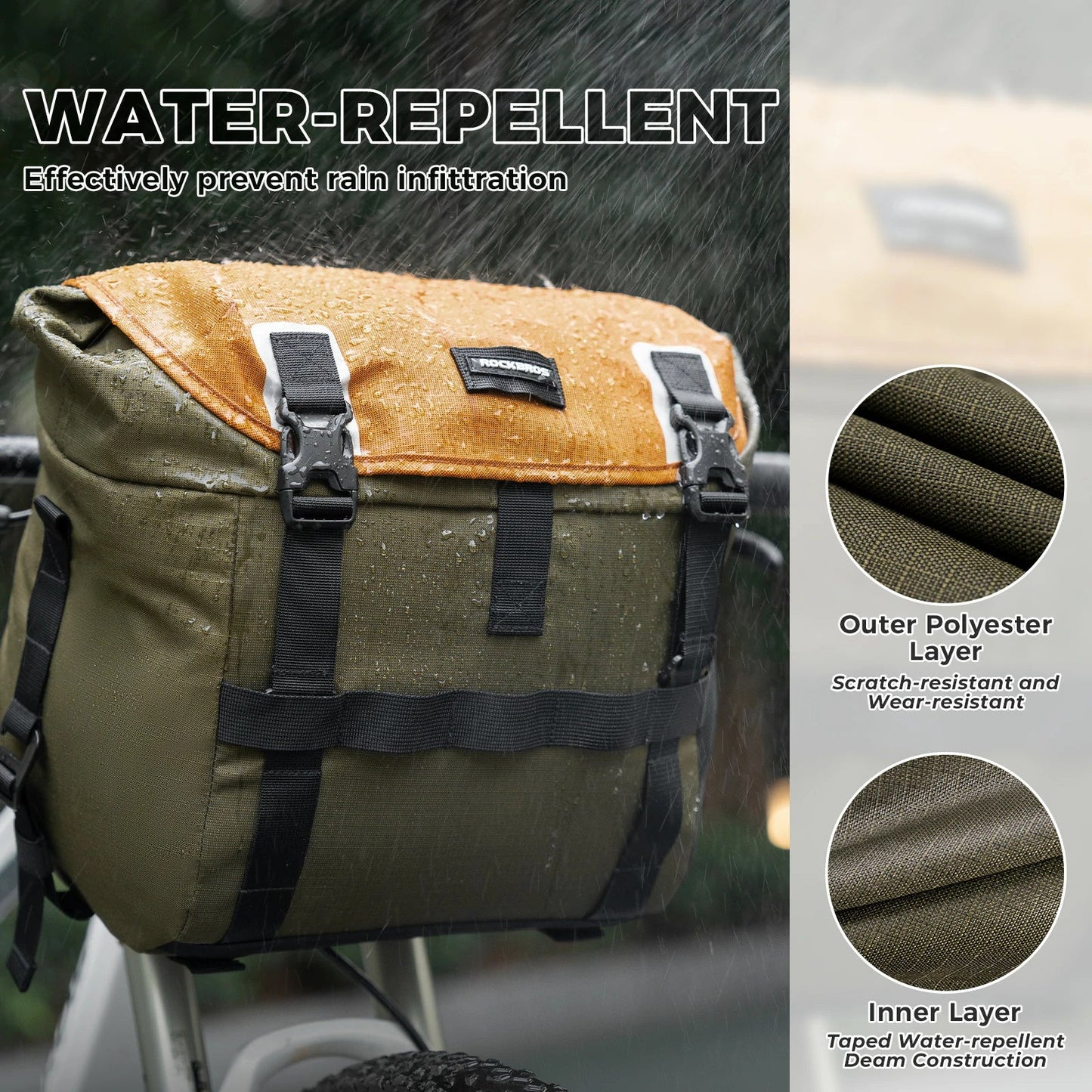 rockbros 24l waterproof bicycle handlebar bag for road and gravel bikes