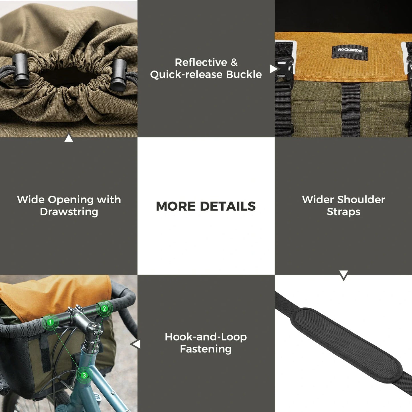 rockbros 24l waterproof bicycle handlebar bag for road and gravel bikes