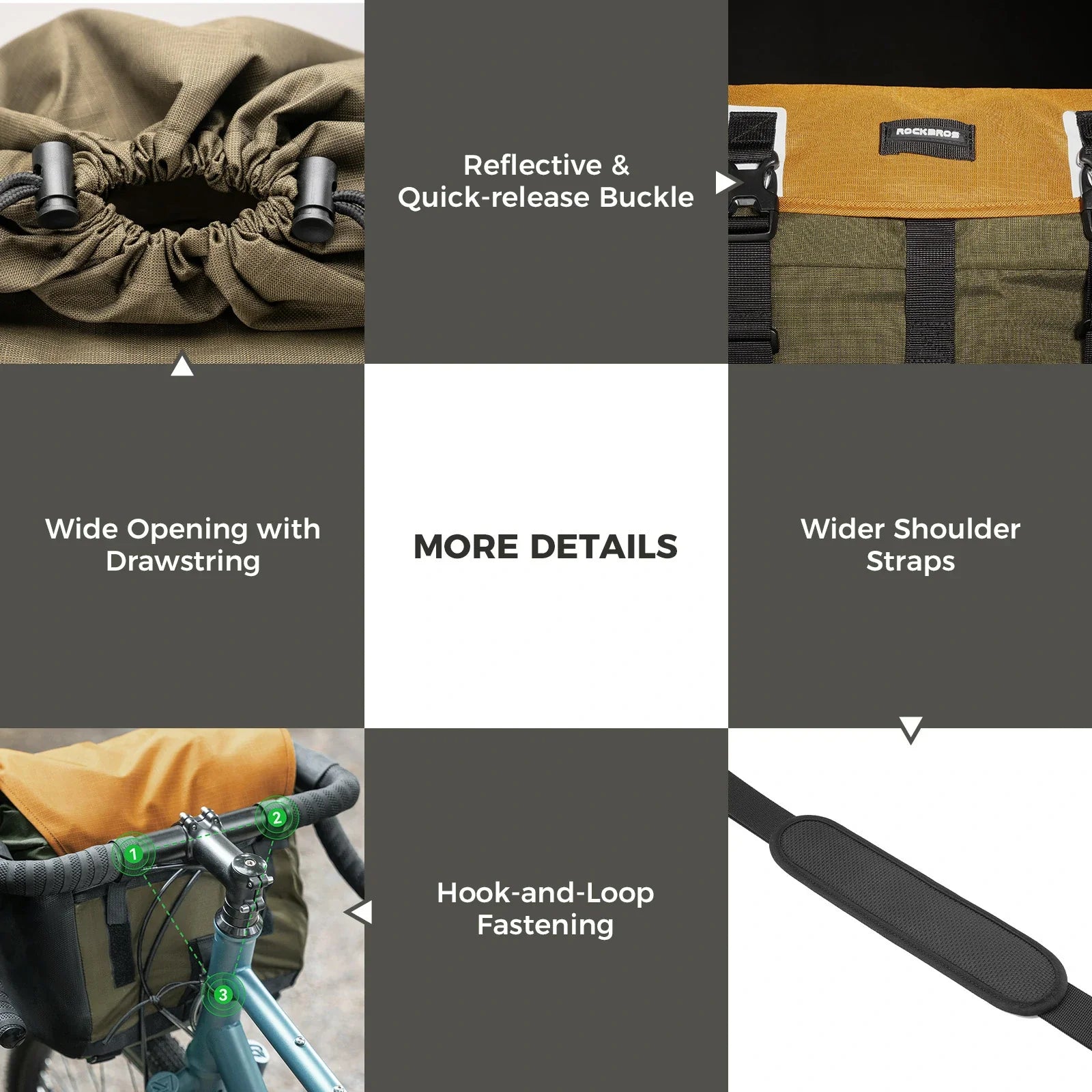 rockbros 24l waterproof bicycle handlebar bag for road and gravel bikes