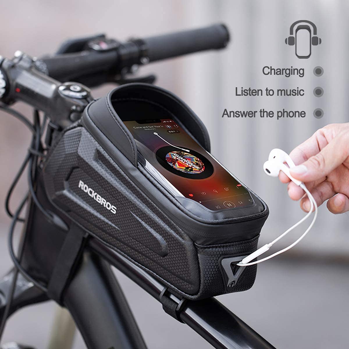 ROCKBROS waterproof bovenbuistas met telefoonhouder 1,7 l eva hardshell