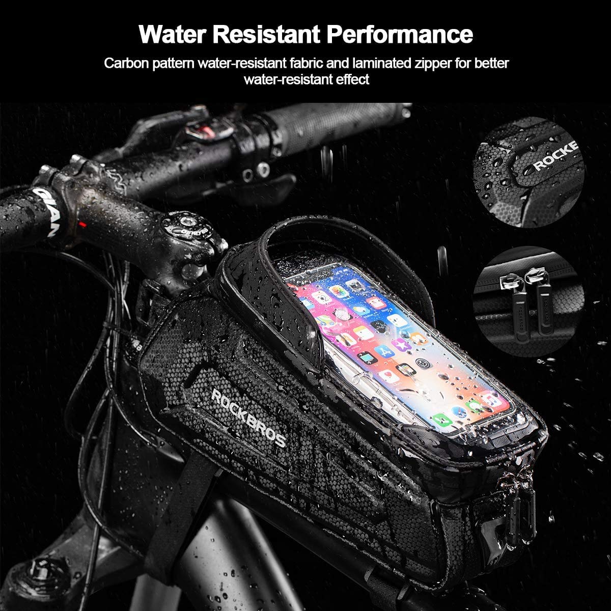 ROCKBROS waterproof bovenbuistas met telefoonhouder 1,7 l eva hardshell
