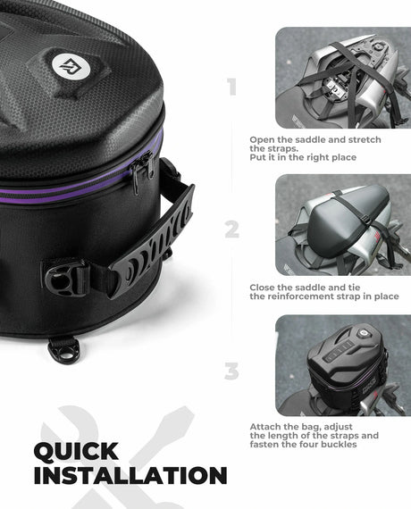Waterafstotende achterzittas voor motor en e-bike 12,5 L