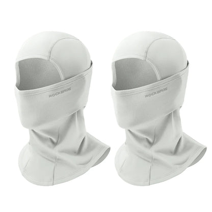 rockbros black windproof thermal balaclava in polar flee#Color_White