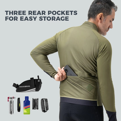 ROCKBROS thermisch thermisch cycling jas double-layer fleece winddicht ade#dark-green