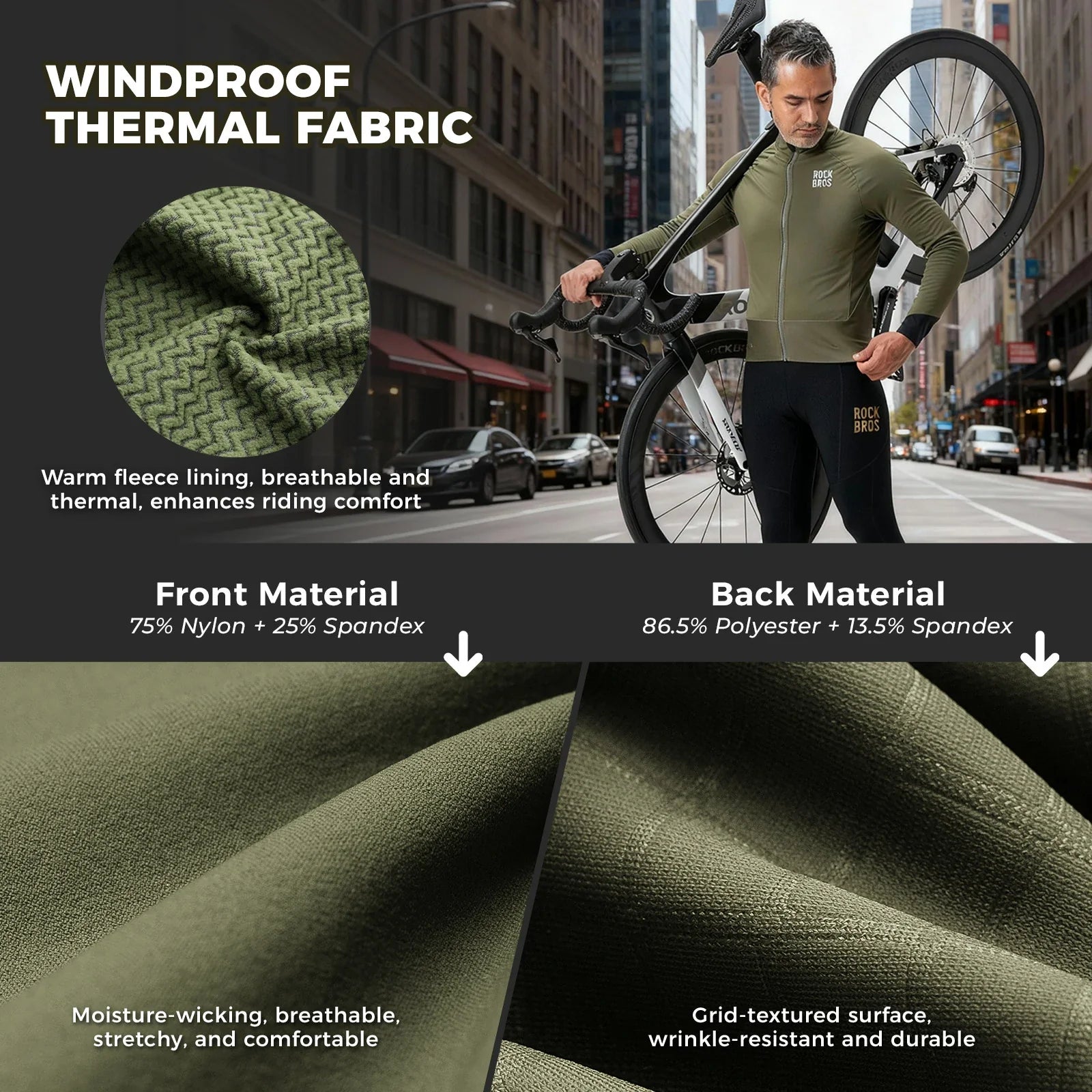 ROCKBROS thermisch thermisch cycling jas double-layer fleece winddicht ade
