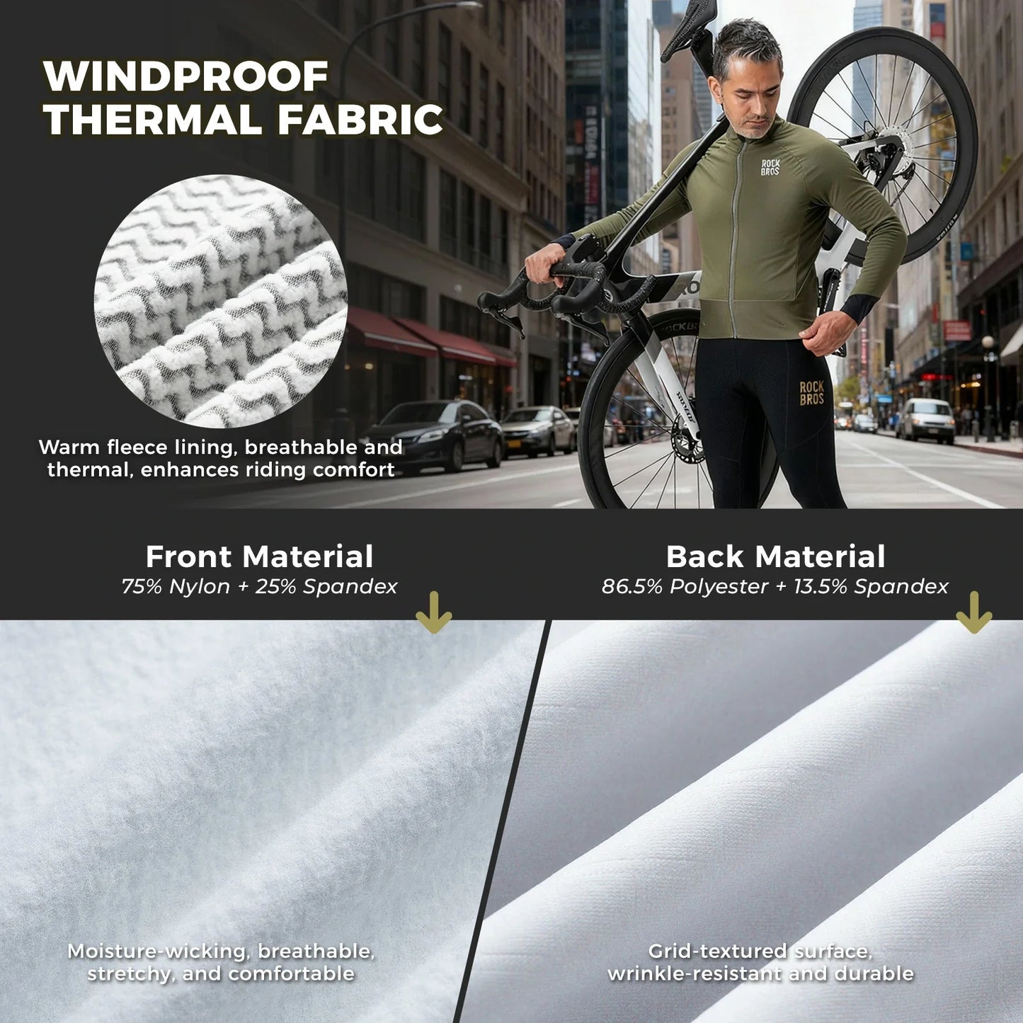 ROCKBROS thermisch thermisch cycling jas double-layer fleece winddicht ade