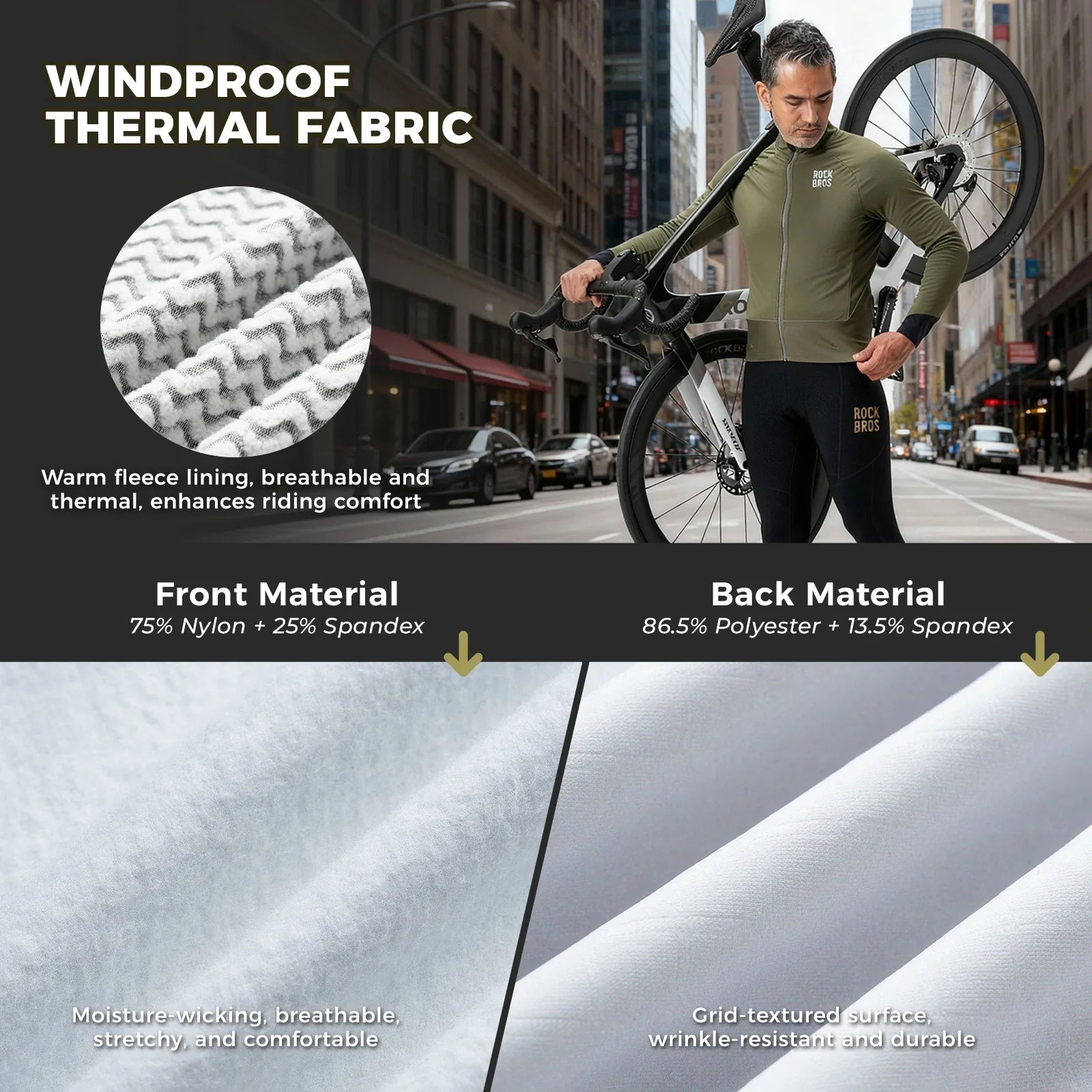 ROCKBROS thermisch thermisch cycling jas double-layer fleece winddicht ade