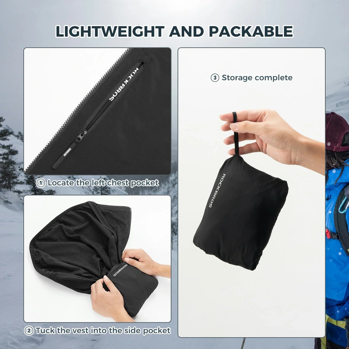 rockbros winter thermal cycling vest fleece lined windproof breathable bike gilet