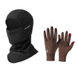 ROCKBROS winterset met bivakmuts in zwart en fietshandschoenen in bruin