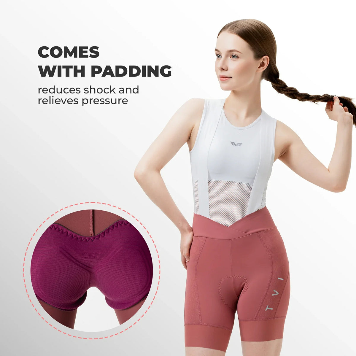 Dames fietsbroek met bretels, magnetische sluiting YDDK011
