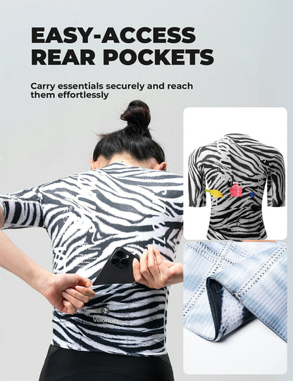 ROCKBROS dames fietsshirt zebra stripe ademend